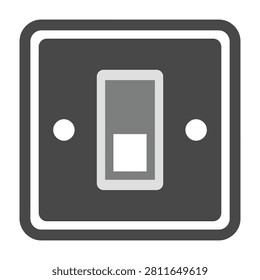 A light switch plate on a wall with toggle down, electrical switch in a room