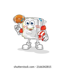 the light switch playing rugby character. cartoon mascot vector