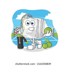 the light switch plays tennis illustration. character vector