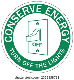 Light switch sign and labels turn off lights, conserve energy