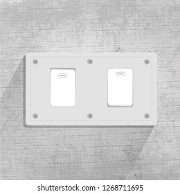 Light switch. two Light switch. gray background