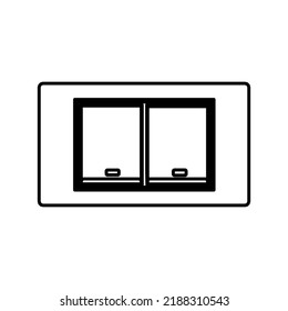 Light switch vector illustration electricity off power icon outline. Electric button energy and technology symbol isolated white. Wall control line and shutdown toggle electronic cartoon object sign