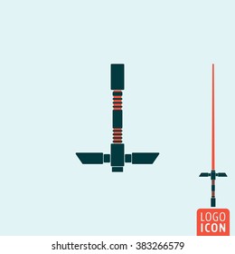 Light Sword Icon.Saber From Wars Of Future Icon Isolated, Weapon Futuristic Symbol Minimal Design. Vector Illustration