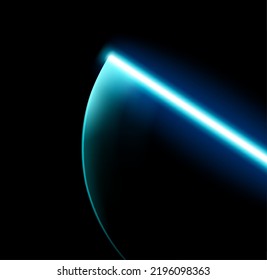 Light Sword Motion Effect. Glow Saber With Blue Neon Beam Of Vector Laser Blade On Dark Background. Sweep Of Futuristic Lightsaber, Light Sword Or Saber With Glowing Light Trail. Space Weapon