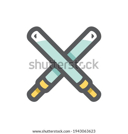 Light Swords crossed Vector icon Cartoon illustration