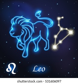 Light symbol of Lion to Leo of zodiac and horoscope concept, vector art and illustration.