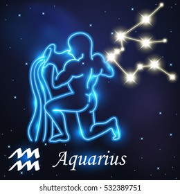 Light symbol of water carrier to Aquarius of zodiac and horoscope concept, vector art and illustration.