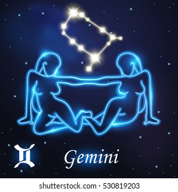 Light symbol of women to Gemini of zodiac and horoscope concept, vector art and illustration.