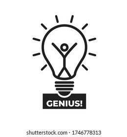 light symbols, ideas, genius, creative thinking, looking for solutions in black with a white background. Great idea, a genius icon.