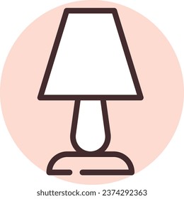 Lámpara de mesa ligera, ilustración o icono, vector sobre fondo blanco.