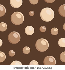 Light tapioca balls on a brown background.Vector seamless pattern