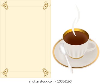 The light tea cup with a hot drink. Illustration
