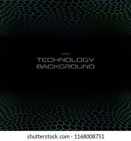 Light technology in pentagon pattern perspective background. illustration vectoe eps10
