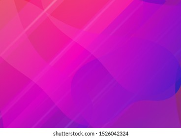 Light Template for Cover, Poster, Banner, Greeting Card. Abstract Bubbles in Memphis Style. Modern Digital Pattern with Fluid Shapes. Creative Neon Pink, Blue, Violet Background. Minimal Cover Layout.