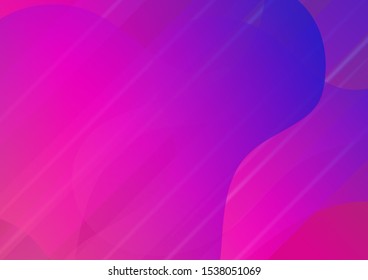 Light Template for Cover, Poster, Banner, Greeting Card. Abstract Bubbles in Memphis Style. Modern Digital Pattern with Fluid Shapes. Minimal Cover Layout. Creative Neon Pink, Blue, Violet Background.