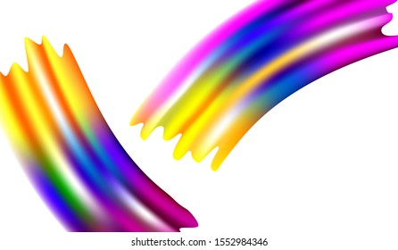 Light Template for Cover, Poster, Banner, Greeting Card. Modern Digital Pattern with Rainbow Brush Strokes. Abstract Realistic Creative Neon Pink, Blue, Violet Background. Minimal Watercolor Layout.