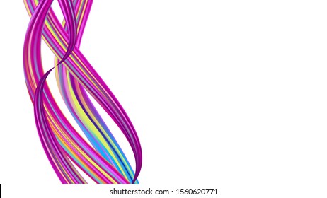 Light Template for Cover, Poster, Banner, Greeting Card. Minimal Watercolor Layout. Modern Digital Pattern with Rainbow Brush Strokes. Creative Neon Pink, Blue, Violet Background. Abstract Realistic