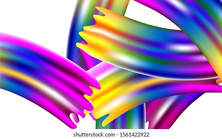 Light Template for Cover, Poster, Banner, Greeting Card. Minimal Watercolor Layout. Creative Neon Pink, Blue, Violet Background. Abstract Realistic Modern Digital Pattern with Rainbow Brush Strokes.