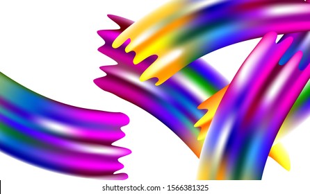 Light Template for Cover, Poster, Banner, Greeting Card. Modern Digital Pattern with Rainbow Brush Strokes. Minimal Watercolor Layout. Abstract Realistic Creative Neon Pink, Blue, Violet Background.