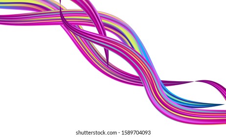 Light Template for Cover, Poster, Banner, Greeting Card. Creative Neon Pink, Blue, Violet Background. Minimal Watercolor Layout. Modern Digital Pattern with Rainbow Brush Strokes. Abstract Realistic