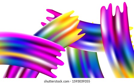 Light Template for Cover, Poster, Banner, Greeting Card. Minimal Watercolor Layout. Abstract Realistic Creative Neon Pink, Blue, Violet Background. Modern Digital Pattern with Rainbow Brush Strokes.