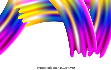 Light Template for Cover, Poster, Banner, Greeting Card. Minimal Watercolor Layout. Modern Digital Pattern with Rainbow Brush Strokes. Abstract Realistic Creative Neon Pink, Blue, Violet Background.