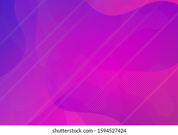 Light Template for Cover, Poster, Banner, Greeting Card. Modern Digital Pattern with Fluid Shapes. Abstract Bubbles and Dots. Creative Neon Pink, Blue, Violet Background. Minimal Cover Layout.