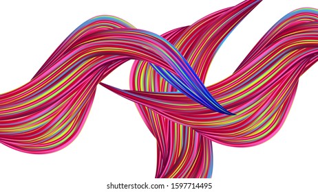 Light Template for Cover, Poster, Banner, Greeting Card. Minimal Watercolor Layout. Creative Neon Pink, Blue, Violet Background. Modern Digital Pattern with Rainbow Brush Strokes. Abstract Realistic