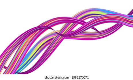 Light Template for Cover, Poster, Banner, Greeting Card. Modern Digital Pattern with Rainbow Brush Strokes. Abstract Realistic Creative Neon Pink, Blue, Violet Background. Minimal Watercolor Layout.