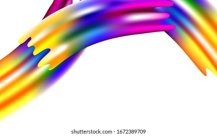 Light Template for Cover, Poster, Banner, Greeting Card. Modern Digital Pattern with Rainbow Brush Strokes. Abstract Realistic Creative Neon Pink, Blue, Violet Background. Minimal Watercolor Layout.