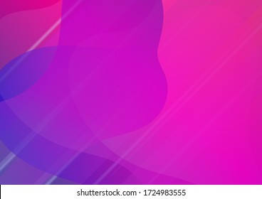 Light Template for Cover, Poster, Banner, Greeting Card. Creative Neon Pink, Blue, Violet Background. Abstract Bubbles in Memphis Style. Minimal Cover Layout. Modern Digital Pattern with Fluid Shapes.