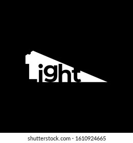 Light text logotype with street lamp negative space in flat design monogram illustration