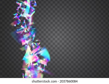 Light Texture. Pink Metal Confetti. Unicorn Art. Blur Realistic Template. Shiny Flare. Surreal Foil. Transparent Tinsel. Glitch Glitter. Violet Light Texture