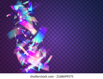 Light Texture. Retro Carnaval Illustration. Disco Design. Festive Art. Transparent Effect. Blue Blur Sparkles. Digital Foil. Rainbow Confetti. Pink Light Texture