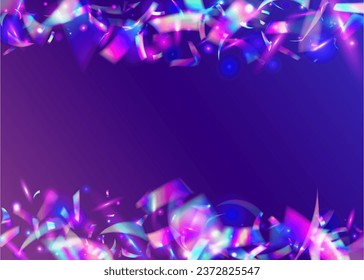 Light Texture. Surreal Foil. Party Flyer. Transparent Glitter. Disco Prismatic Illustration. Cristal Glare. Blue Retro Effect. Festive Art. Pink Light Texture