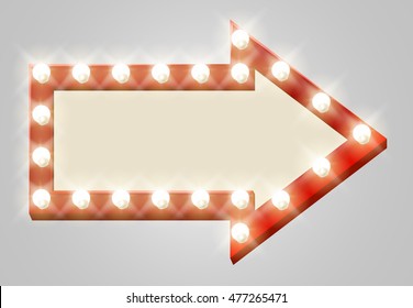 A light up theatre arrow sign