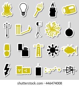 light theme modern simple black and yellow stickers icons eps10