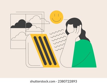 Light therapy abstract concept vector illustration. Lack of sunlight, artificial light devices, seasonal depression treatment, insomnia cure, heliotherapy box, mental health abstract metaphor.