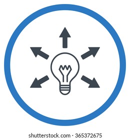 Light Think vector icon. Style is bicolor flat circled symbol, smooth blue colors, rounded angles, white background.