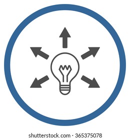 Light Think vector icon. Style is bicolor flat circled symbol, cobalt and gray colors, rounded angles, white background.