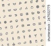 Light Tilted Seamless Pattern with Dark Food Icons. Editable pattern in swatches.