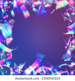 Light Tinsel. Shiny Abstract Wallpaper. Carnival Glare. Laser Banner. Blue Retro Background. Glitter Art. Iridescent Sparkles. Bright Foil. Violet Light Tinsel