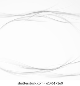 Light touch transparent modern lines background. Halftone grey smooth swoosh futuristic elegant wave graphic layout. Vector illustration