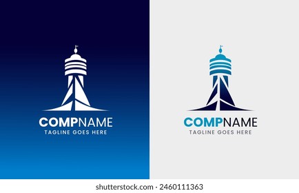 Light tower, light power house, building ocean sea natural hill icon sample design template 