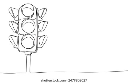 Light traffic one line continuous. Light traffic line art. Hand drawn vector art.