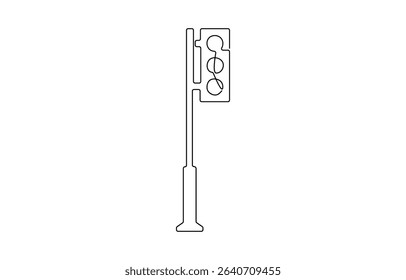 Light traffic one line continuous. Light traffic line art. Hand drawn vector art, Continuous one line drawing of traffic lights, Traffic light icon vector one line continuous drawing.