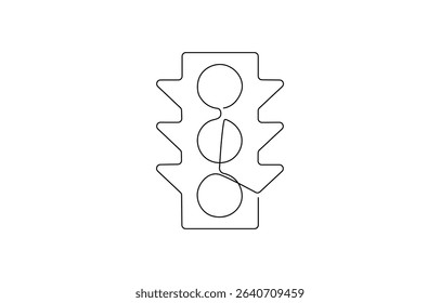Light traffic one line continuous. Light traffic line art. Hand drawn vector art, Continuous one line drawing of traffic lights, Traffic light icon vector one line continuous drawing.