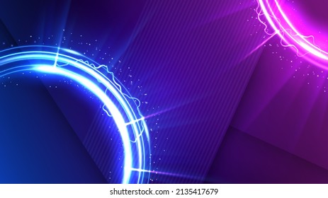 Light Trail Background, Elegant Lightning Circle. Widescreen Vector Illustration