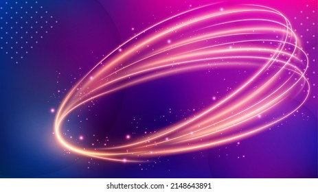 Light Trail Background, Elegant Violet Line Crossing. Widescreen Vector Illustration