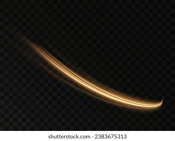 Light trail Golden curved light line. Element for your design, advertising, cards, invitations, screensavers, websites, games.